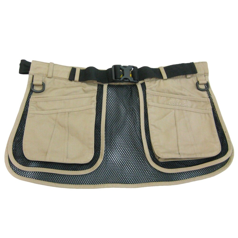CABELA'S Fishing Belt (One Size Adjustable) Beige 5 Cargo Pockets Hiking Hunting